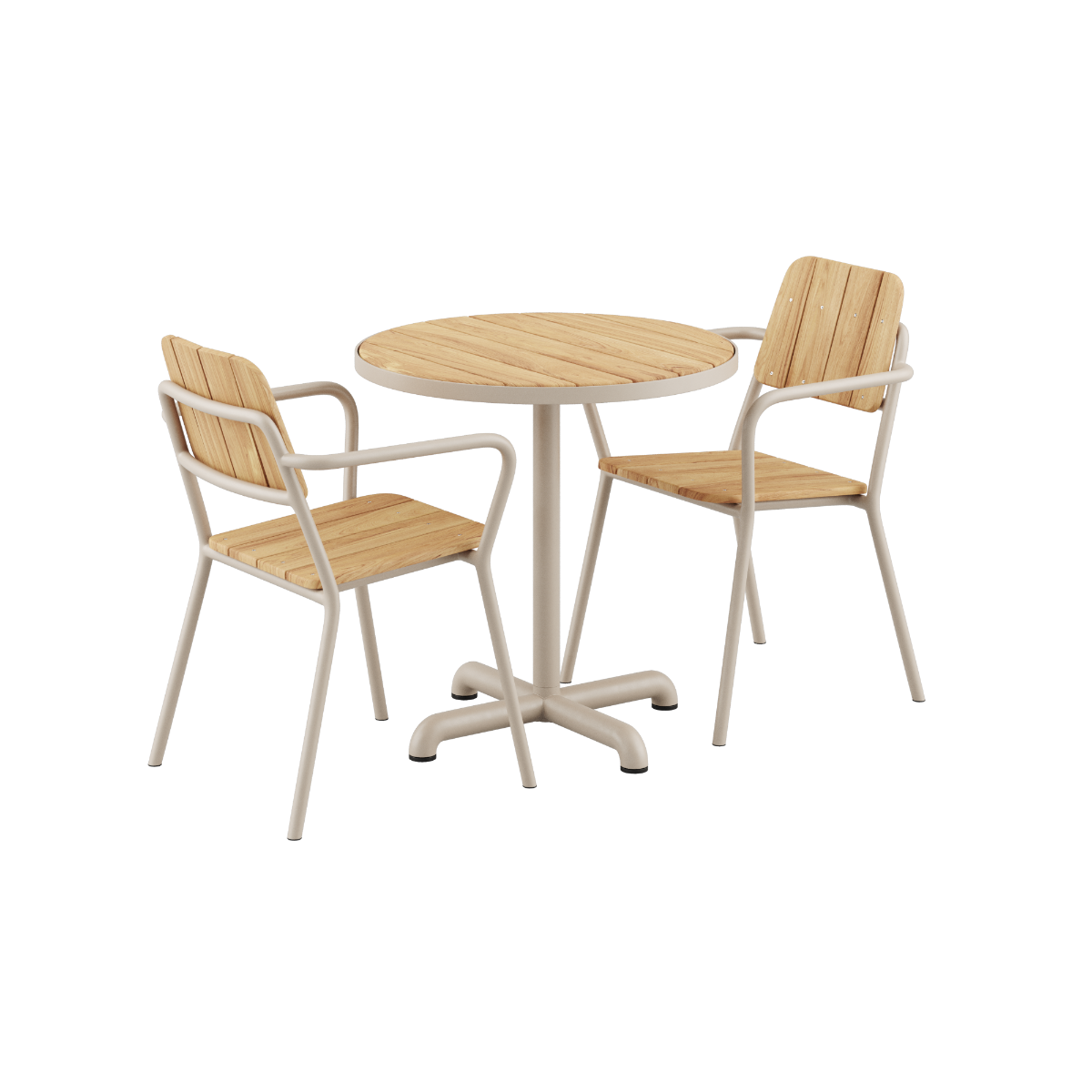 Kirra Cafe Table & 2 Kirra Patio Chair - Taupe