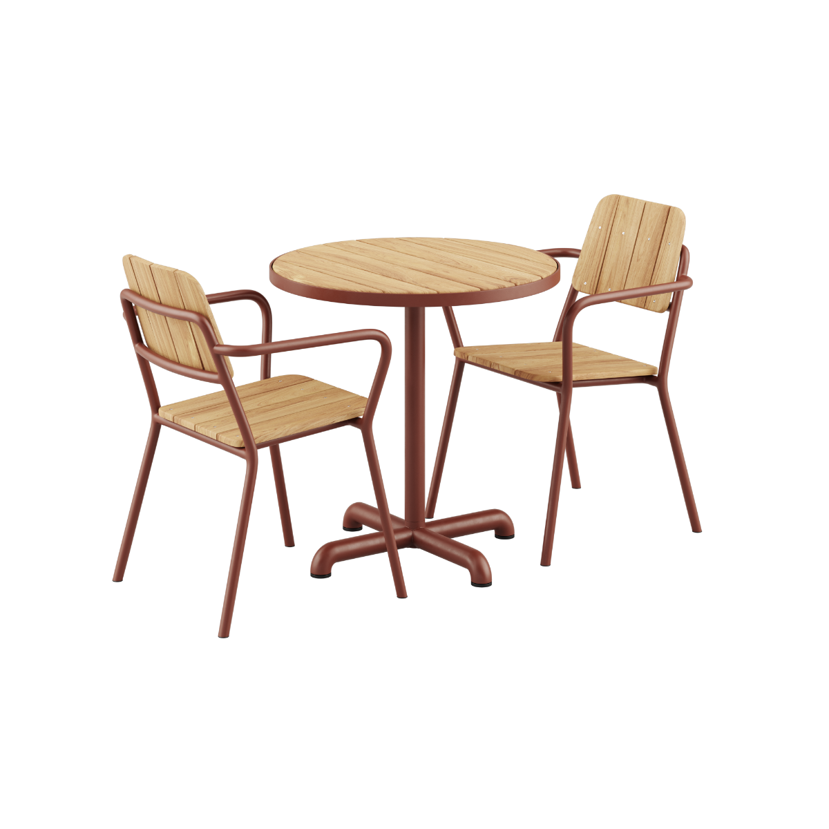 Kirra Cafe Table & 2 Kirra Patio Chair - Chestnut