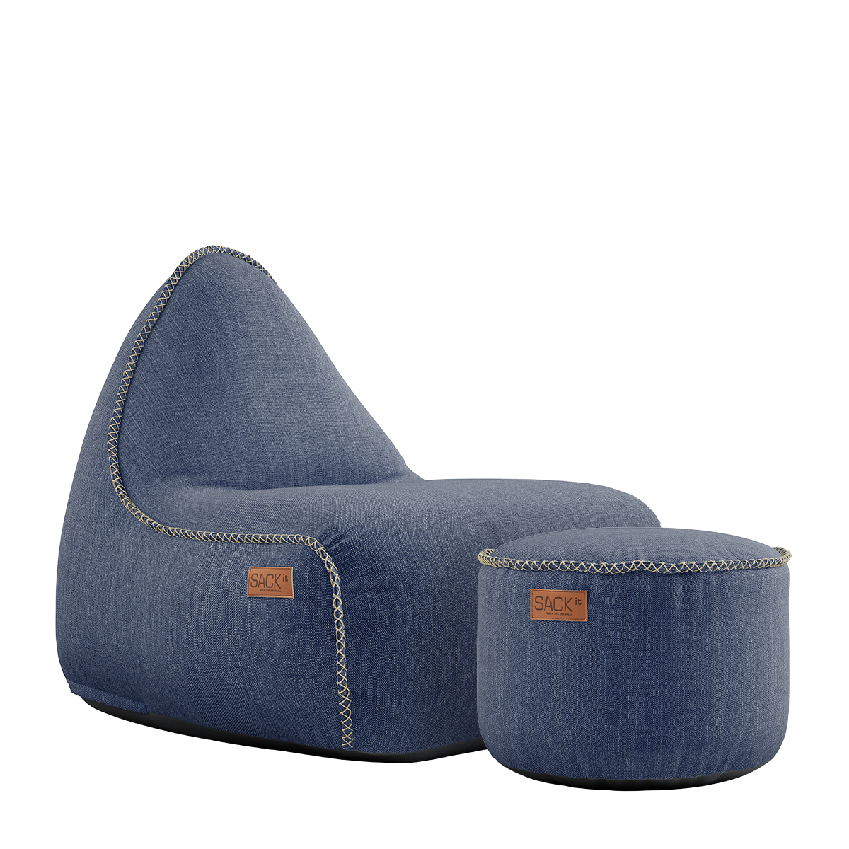 Cobana Lounge Chair & Pouf - Kirra Indigo