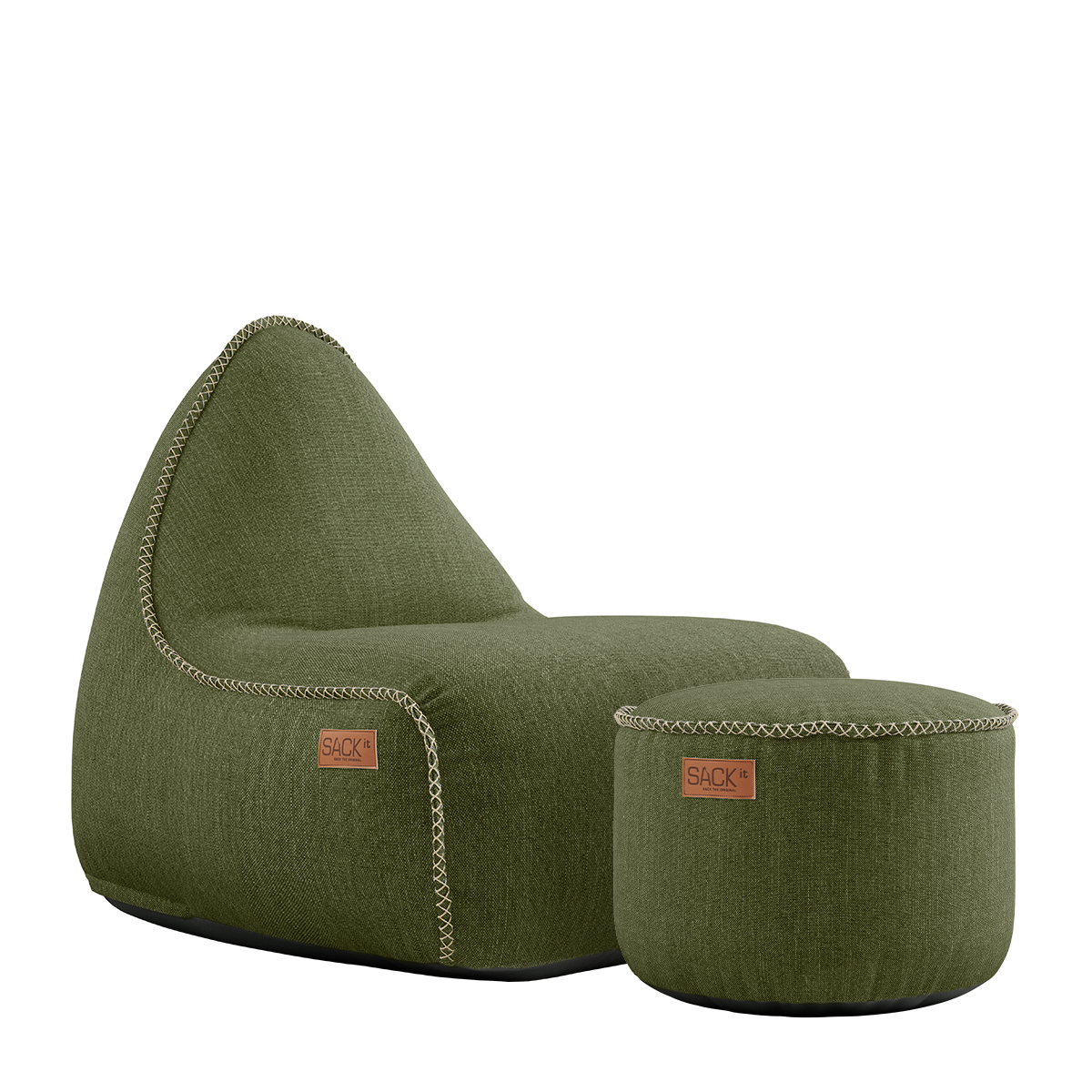 Cobana Lounge Chair & Pouf - Kirra Olive