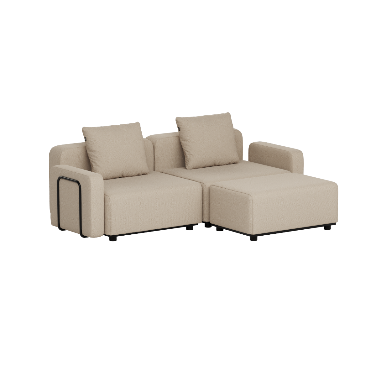 Cobana Lounge Sofa - 2 seater - Boucle Beige / Med armlæn / Med puf