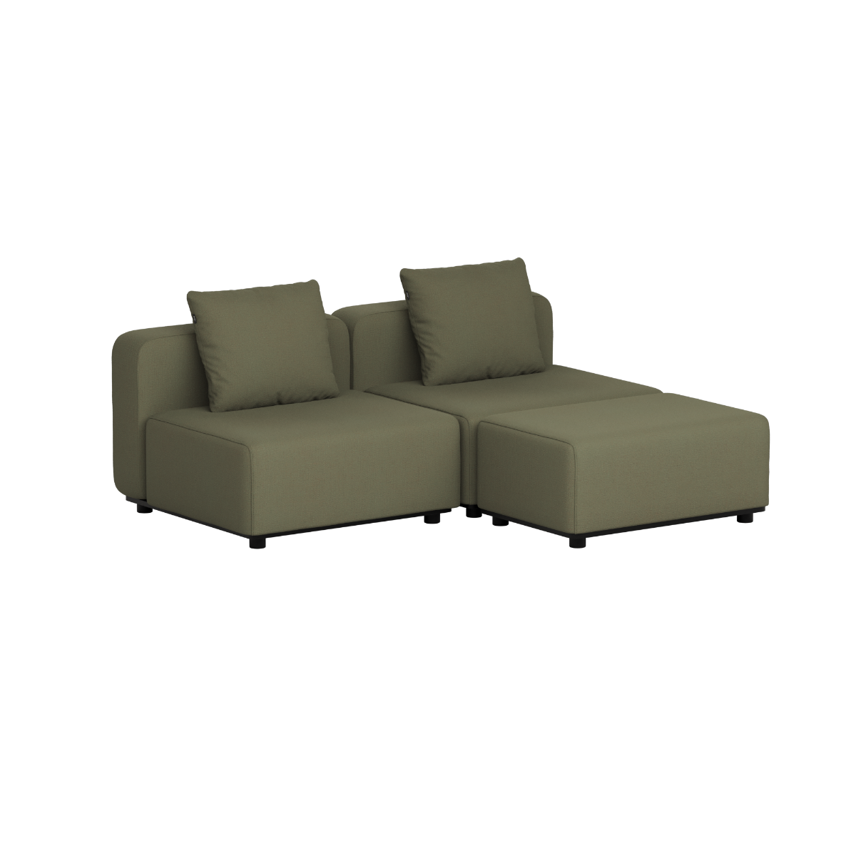 Cobana Lounge Sofa - 2 seater - Kirra Olive / Uden armlæn / Med puf