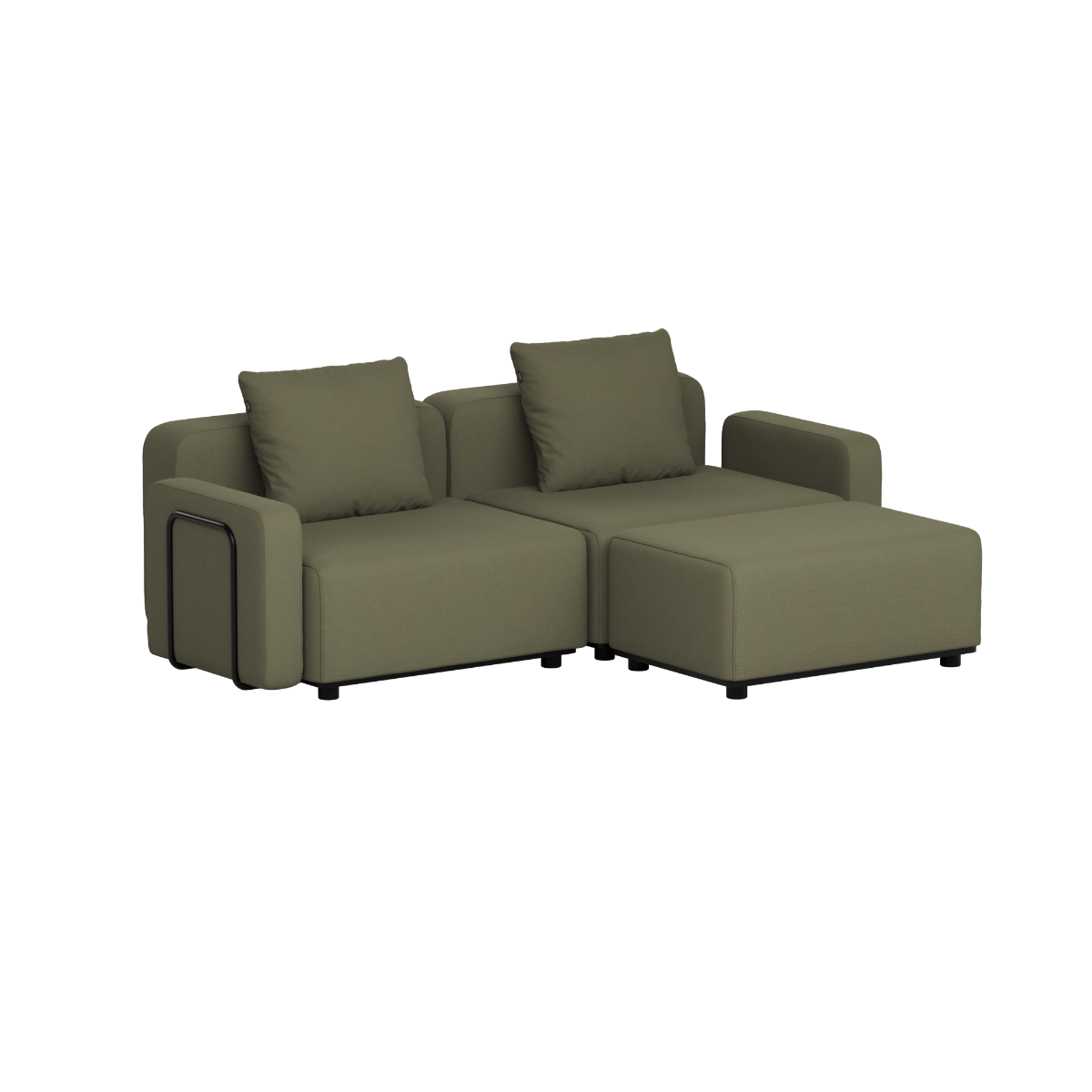 Cobana Lounge Sofa - 2 seater - Kirra Olive / Med armlæn / Med puf